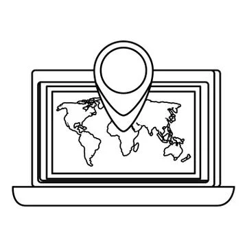 Laptop computer with delivery service app Stock Illustration