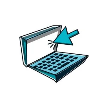 Laptop computer device with cursor arrow イラスト素材