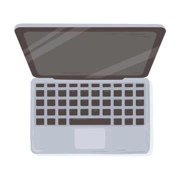 Laptop computer device element for work office supply top view design Stock Illustration