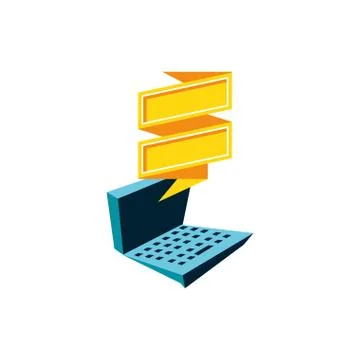Laptop computer device with ribbon Stock Illustration