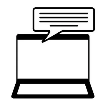 Laptop computer device speech bubble Stock Illustration