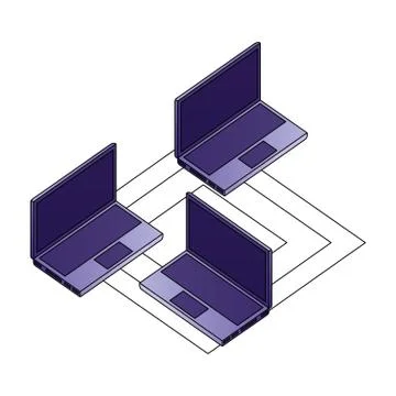Laptop computer devices connection digital Stock Illustration