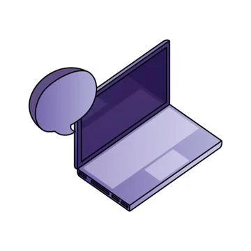 Laptop computer digital device speech bubble Stock Illustration