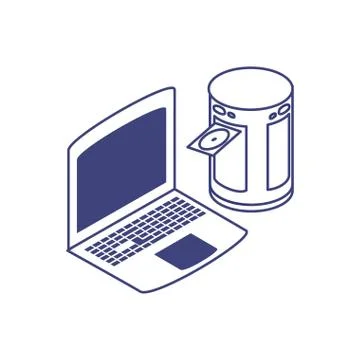 Laptop computer with disk data center technology Stockillustratie