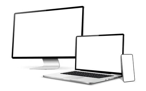 Laptop with computer display and modern smartphone mockup Stockillustratie