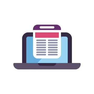 Laptop computer displaying document icon on screen Stockillustratie