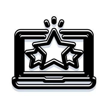Laptop computer displaying five star rating review Stock Illustration