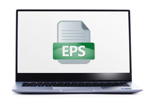 Laptop computer displaying the icon of EPS file 写真素材