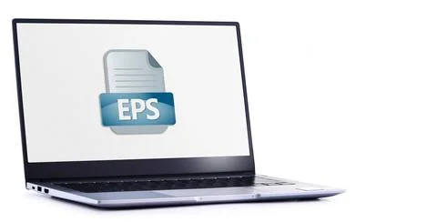 Laptop computer displaying the icon of EPS file 写真素材