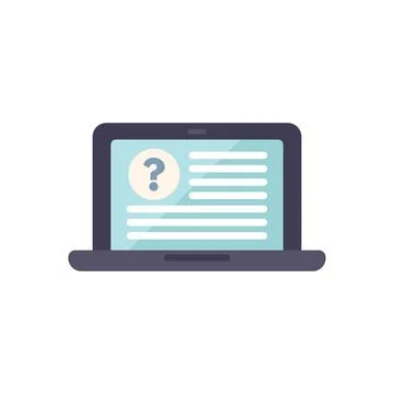 Laptop computer displaying question mark on screen Illustrazione stock