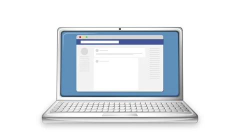 Laptop computer displaying social media feed with various reactions and emo.. Stock Footage 333495656