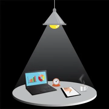 Laptop computer with Document file, vector illustration. Stock Illustration
