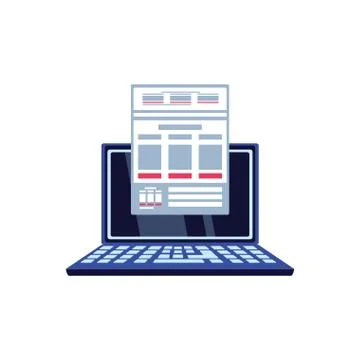 Laptop computer with document icon Stock Illustration