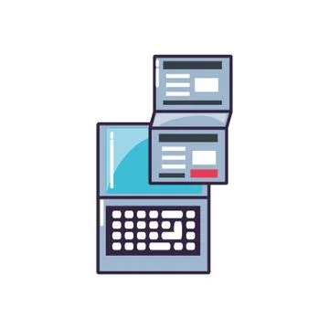 Laptop computer with document Illustrazione stock