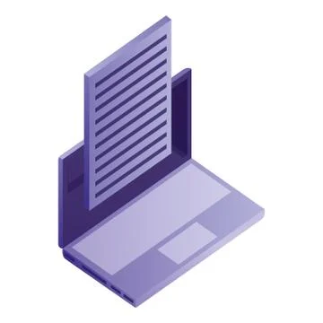 Laptop computer document information network data Stock Illustration