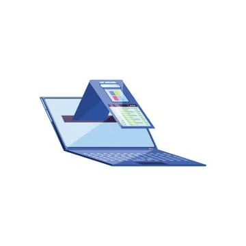 Laptop computer with document statistics Stock Illustration