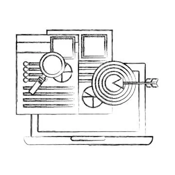 Laptop computer with documents and objects 스톡 일러스트