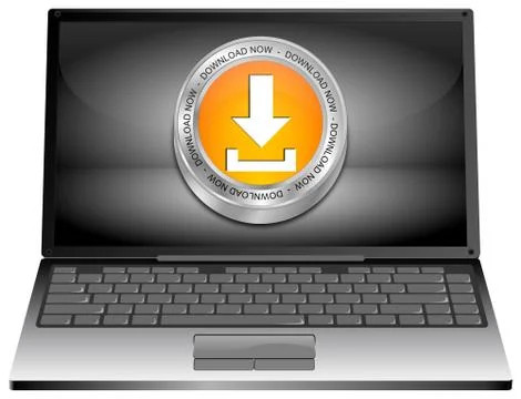 Laptop computer with Download button Stock Illustration