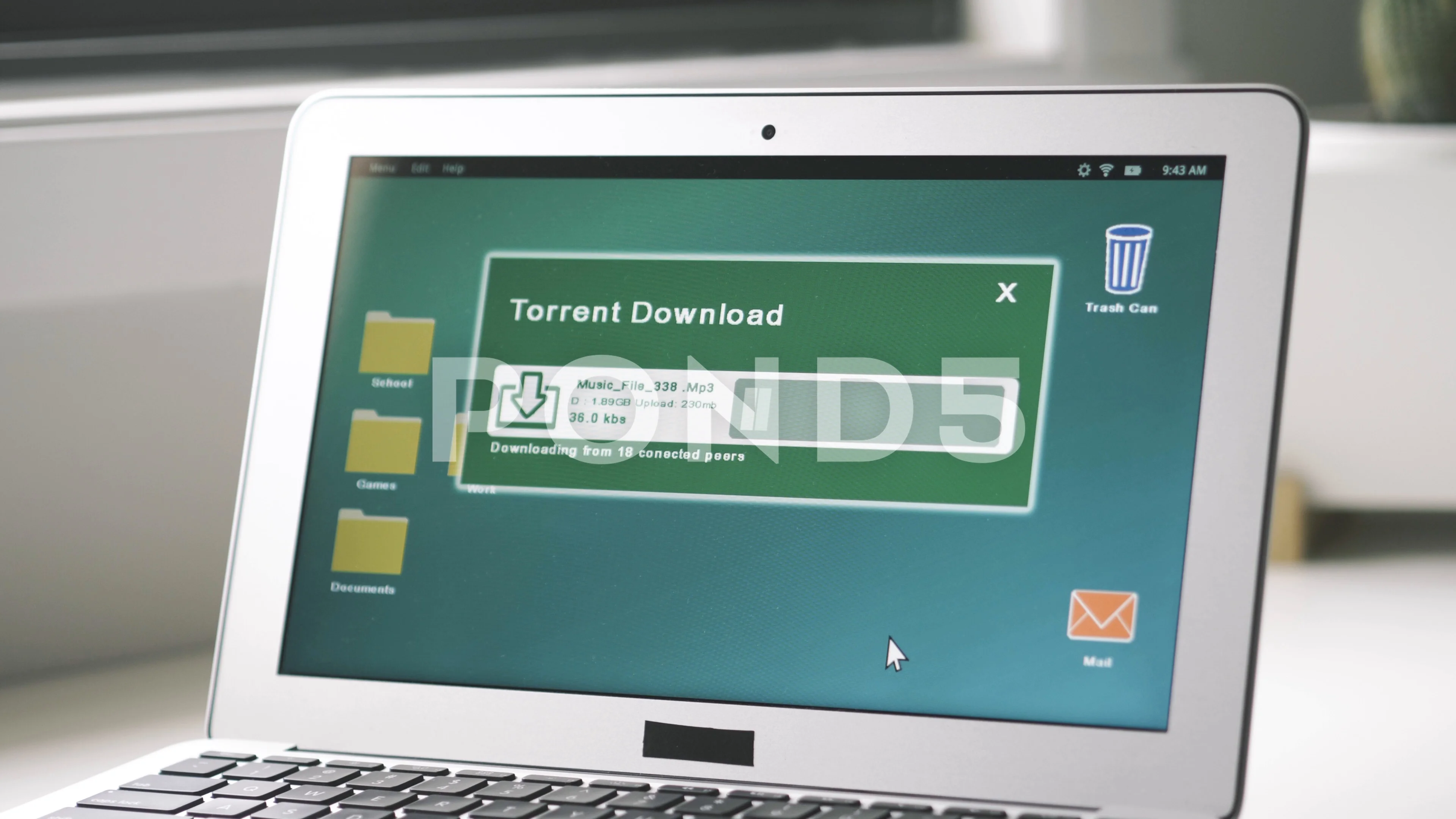 Laptop Computer Downloading a Torrent File From The Internet