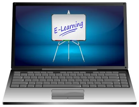 Laptop Computer with E-Learning - 3D illustration Illustrazione stock