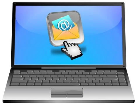 Laptop Computer with E-Mail Button 스톡 일러스트
