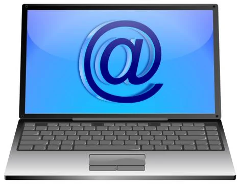 Laptop Computer with E-Mail Button 스톡 일러스트