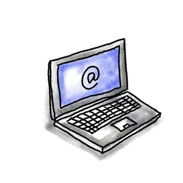 Laptop Computer E-mail Sign Drawing Drawing sketch style illustration of a... Stock Photos