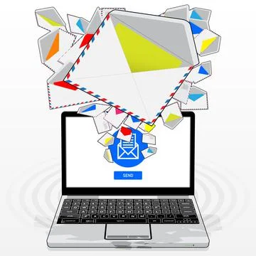 Laptop Computer Email Streaming Stockillustratie