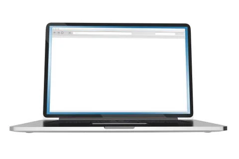 Laptop computer - empty browser on display (copy space). isolated on white. c Stock Illustration