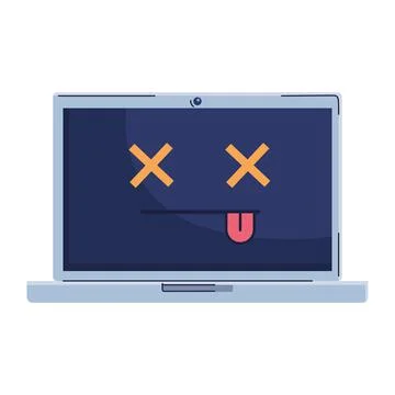 Laptop computer with face Stock Illustration