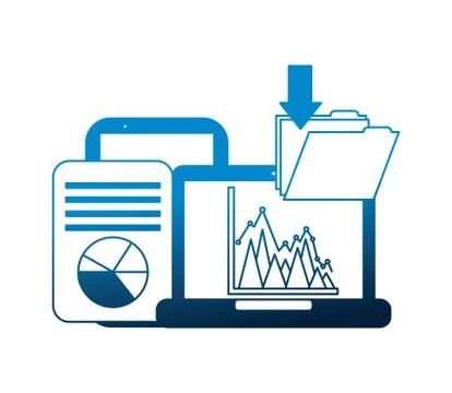 Laptop computer file download document information system Illustrazione stock