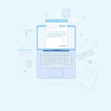 Laptop Computer Finance Web Page Digital Application Illustrazione stock