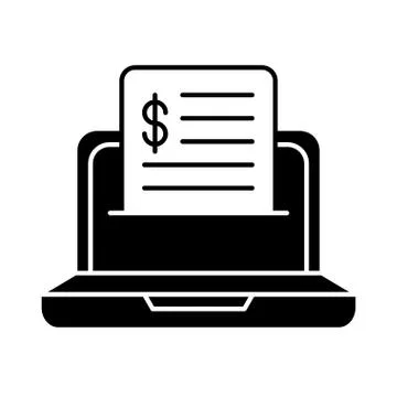 Laptop computer with financial document Stock Illustration