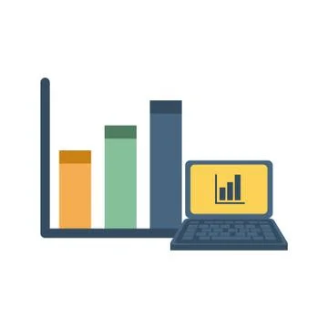Laptop computer with financial statistics bars Stock Illustration