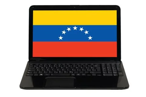 Laptop computer with  flag of american state of vermont Stock Photos