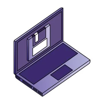 Laptop computer floppy backup data network イラスト素材