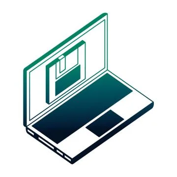 Laptop computer floppy backup data network Illustrazione stock