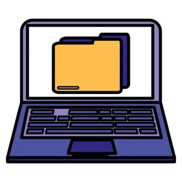 Laptop computer with folder Stock Illustration