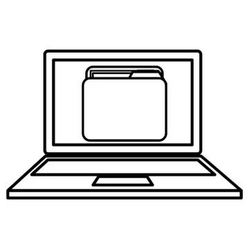 Laptop computer with folder Stock Illustration