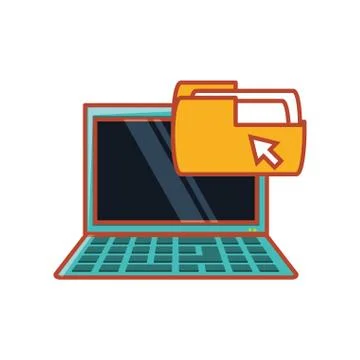 Laptop computer with folder 스톡 일러스트