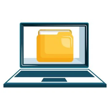 Laptop computer with folder Stock Illustration