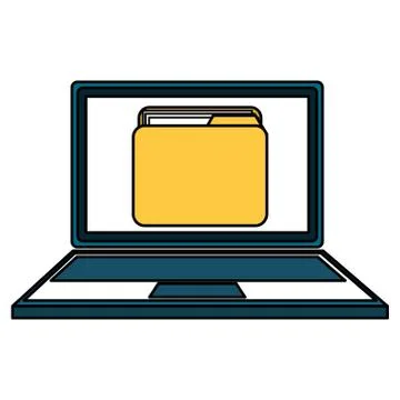 Laptop computer with folder Stock Illustration