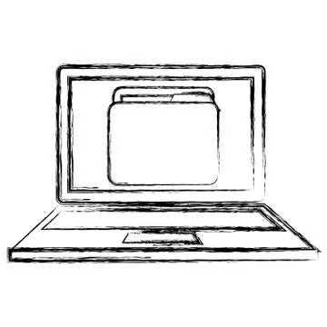 Laptop computer with folder Stock Illustration