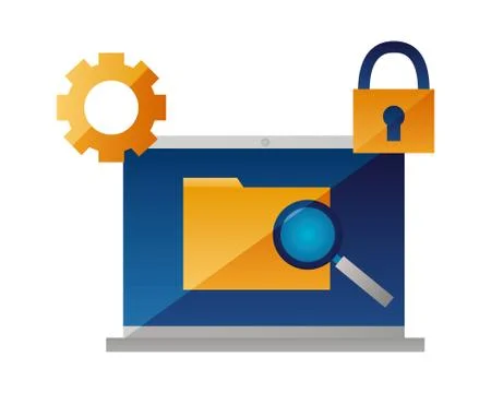 Laptop computer folder security Stock Illustration