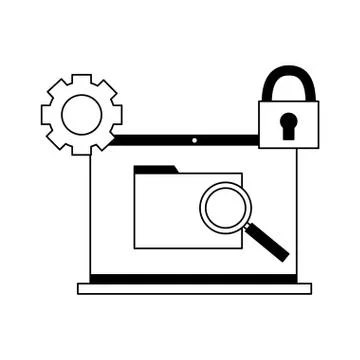 Laptop computer folder security Stock Illustration