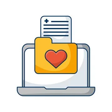 Laptop computer with folder telemedicine technology Stock Illustration