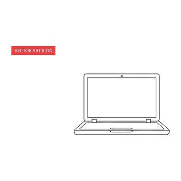 Laptop computer front view outline vector illustration Stock Illustration