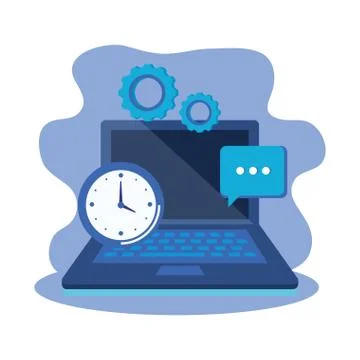 Laptop computer with gears settings 스톡 일러스트