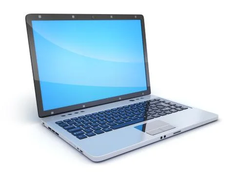 Laptop, computer-generated image on white background. 3d illustration Stock-Illustration