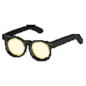 Laptop computer glasses pixel art vector illustration Stock Illustration